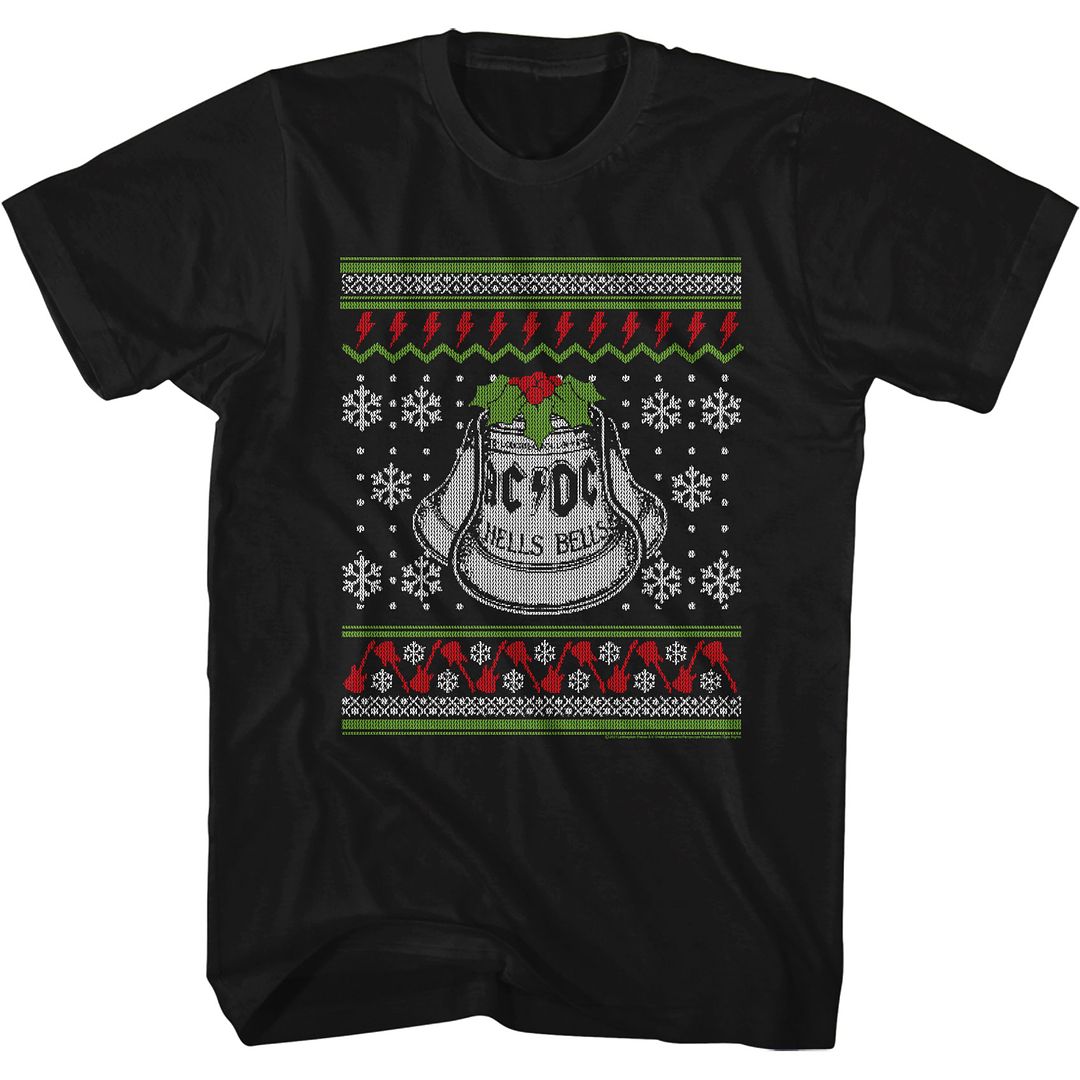 AC/DC TACKY CHRISTMAS SWEATER BLACK ADULT S/S TSHIRT