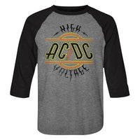 Thumbnail for ACDC-HIGH VOLTAGE-PREMIUM HEATHER/VINTAGE BLACK ADULT 3/4 SLEEVE RAGLAN