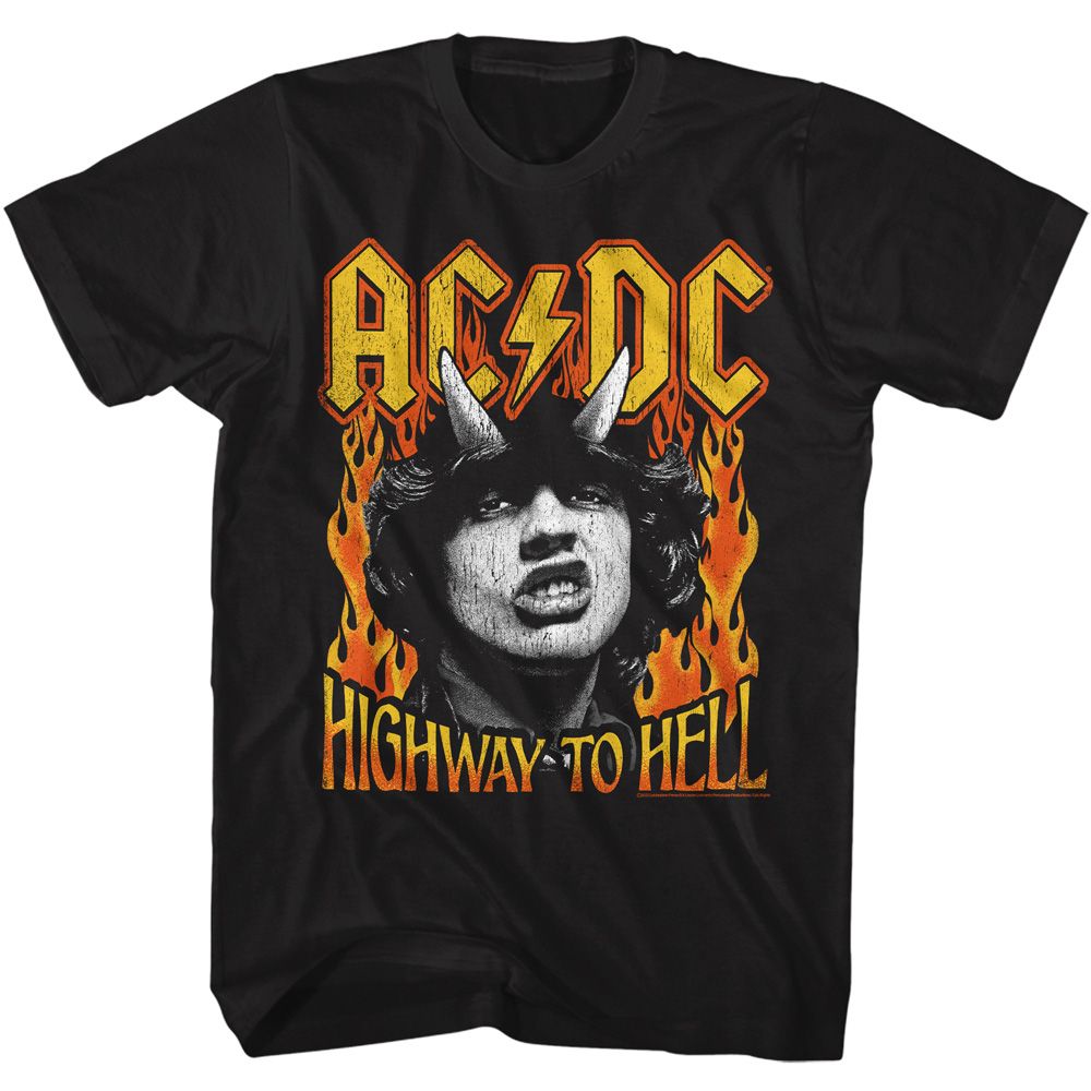 ACDC-ACDC HIGHWAY TO HELL FIRE-BLACK ADULT S/S TSHIRT