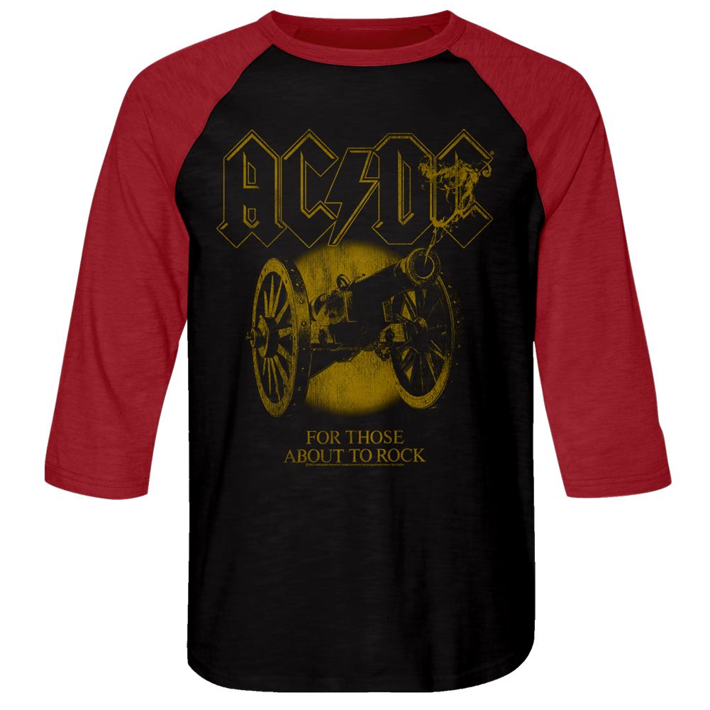 ACDC-ACDC MONOCHROME FTATR-BLACK/RED ADULT 3/4 SLEEVE RAGLAN