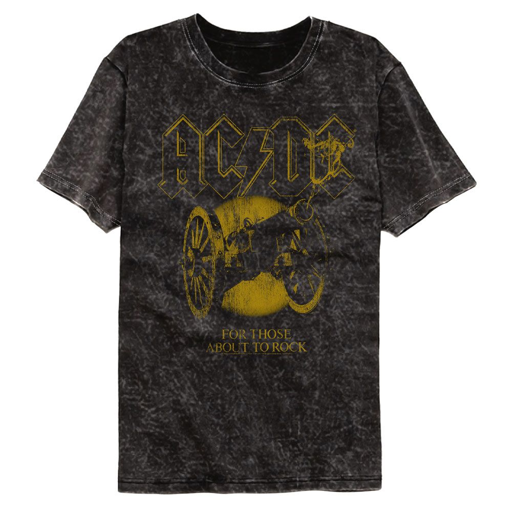 ACDC-ACDC MONOCHROME FTATR-MINERAL WASH BLACK ADULT S/S TSHIRT