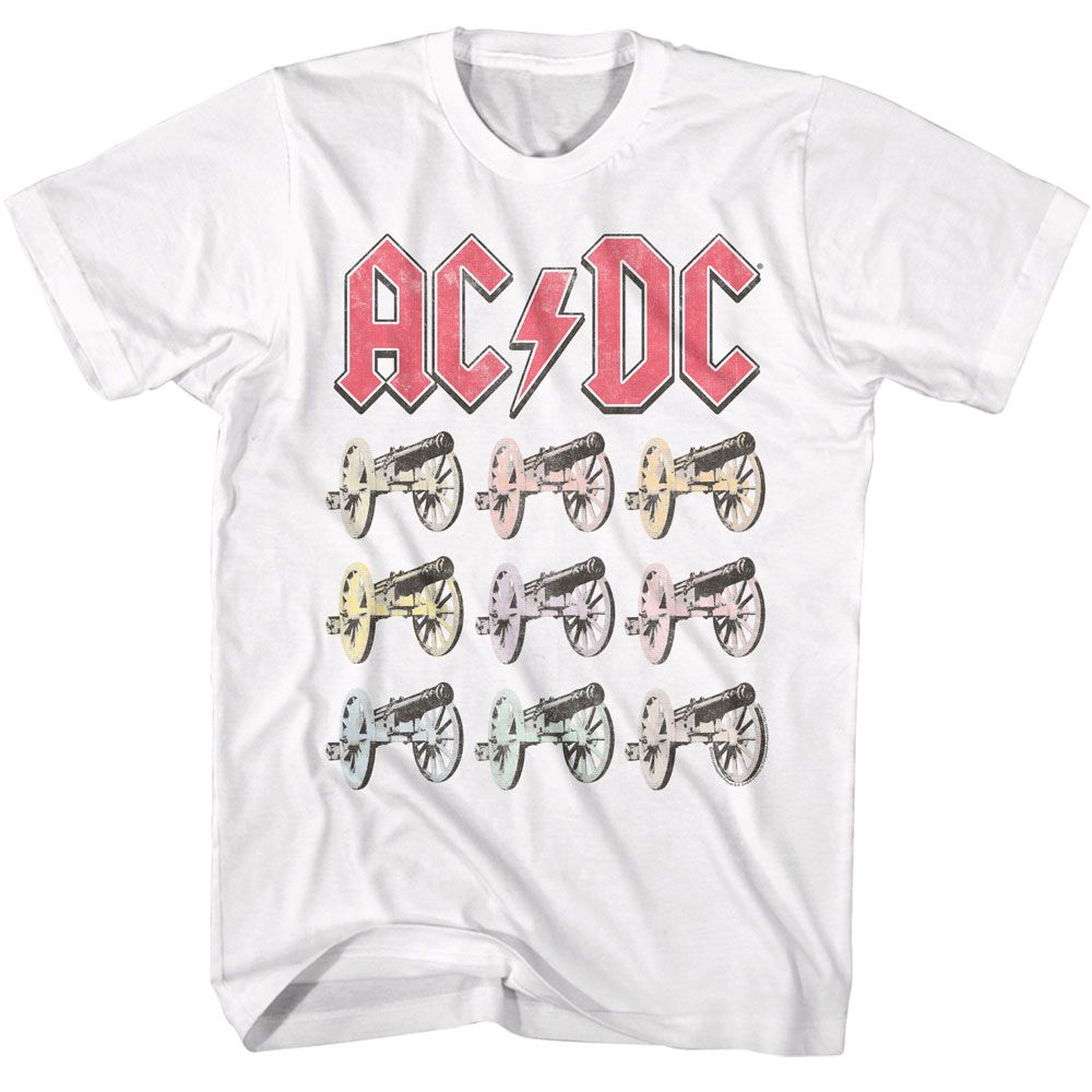 ACDC-ACDC MULTI COLOR CANNONS-WHITE ADULT S/S TSHIRT