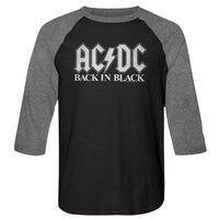 Thumbnail for ACDC-BACK IN BLACK 2-VINTAGE BLACK/PREMIUM HEATHER ADULT 3/4 SLEEVE RAGLAN
