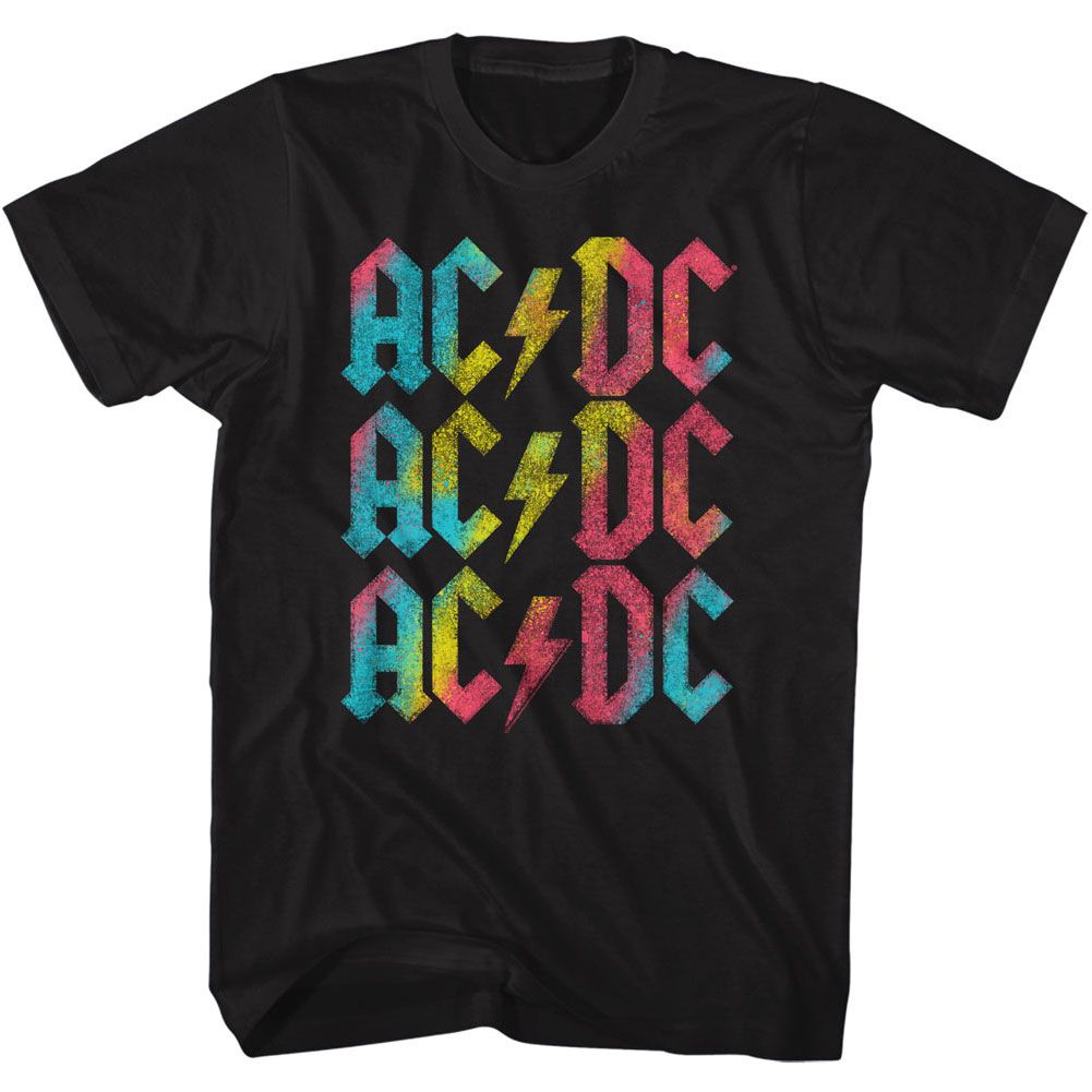 ACDC-RAINBOW REPEAT-BLACK ADULT S/S TSHIRT