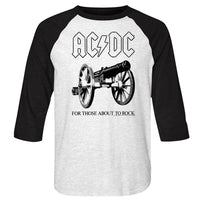 Thumbnail for ACDC-ABOUT TO ROCK-WHITE HEATHER/VINTAGE BLACK ADULT 3/4 SLEEVE RAGLAN