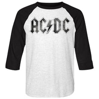 Thumbnail for ACDC-LOGODISTRESS-WHITE HEATHER/VINTAGE BLACK ADULT 3/4 SLEEVE RAGLAN