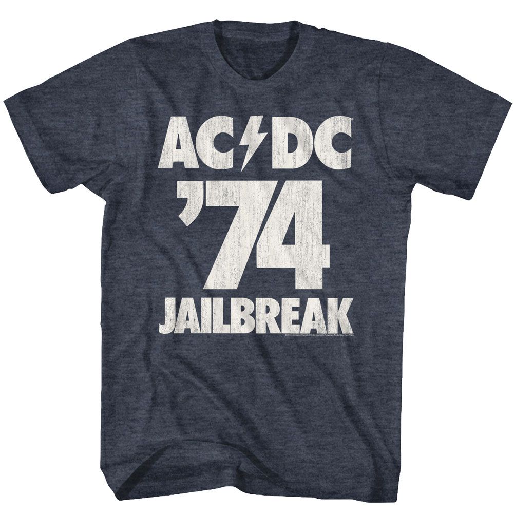 ACDC-JAILBREAK-NAVY HEATHER ADULT S/S TSHIRT