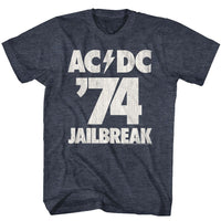Thumbnail for ACDC-JAILBREAK-NAVY HEATHER ADULT S/S TSHIRT