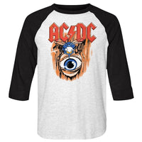 Thumbnail for ACDC-VINTAGE FLY ON WALL-WHITE HEATHER/VINTAGE BLACK ADULT 3/4 SLEEVE RAGLAN