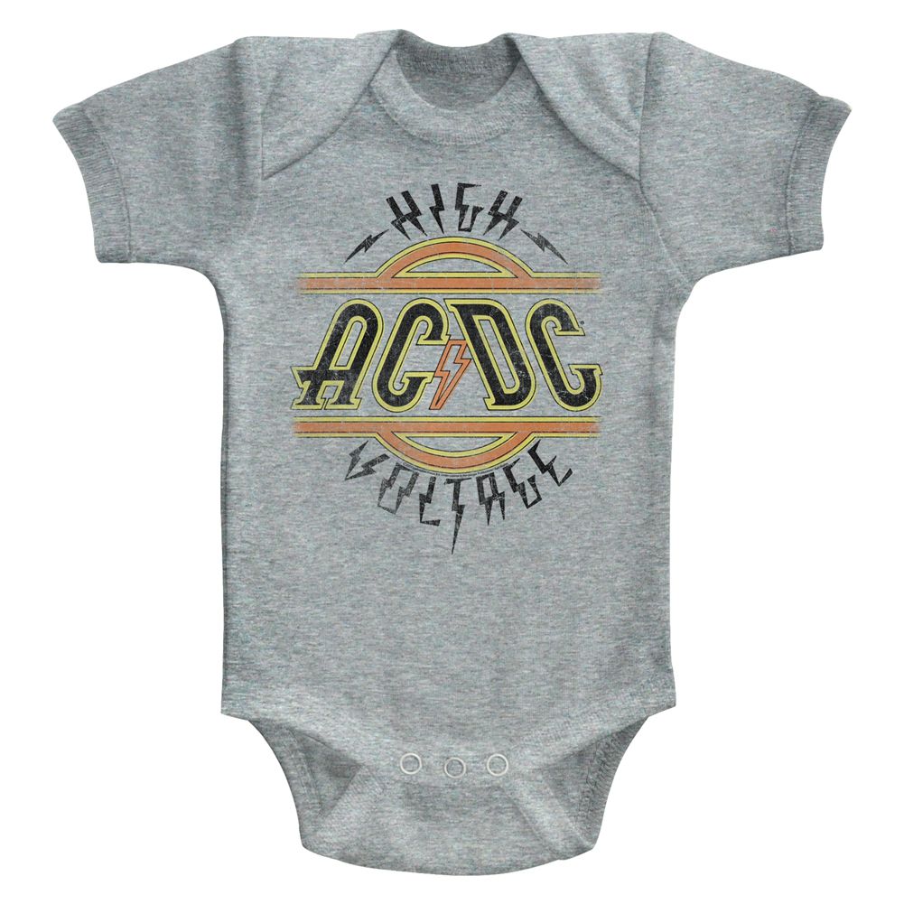 ACDC-HIGH VOLTAGE-GRAY HEATHER INFANT S/S BODYSUIT