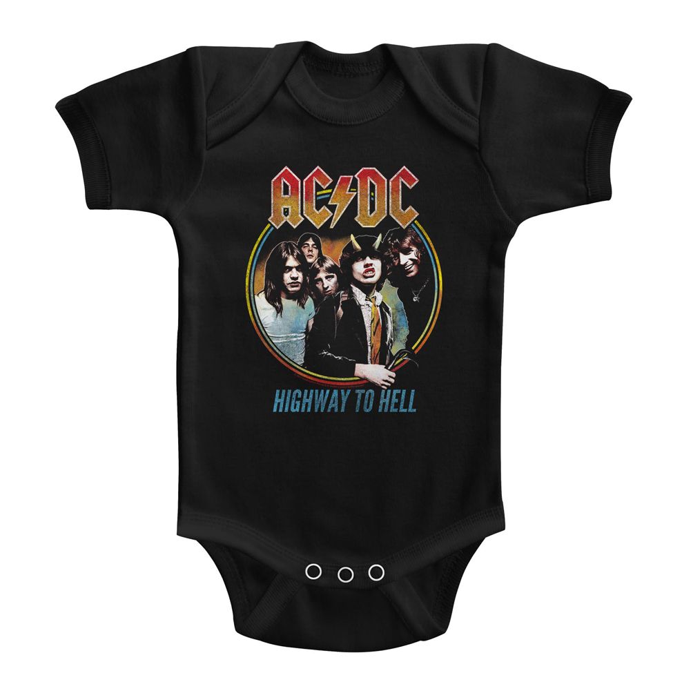 ACDC-HIGHWAY TO HELL TRICOLOR-BLACK INFANT S/S BODYSUIT