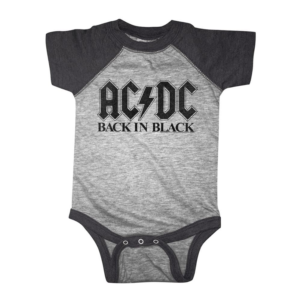 ACDC-BIB IN BLACK-GRAY HEATHER/VINTAGE SMOKE INFANT S/S BASEBALL BODYSUIT