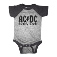 Thumbnail for ACDC-BIB IN BLACK-GRAY HEATHER/VINTAGE SMOKE INFANT S/S BASEBALL BODYSUIT