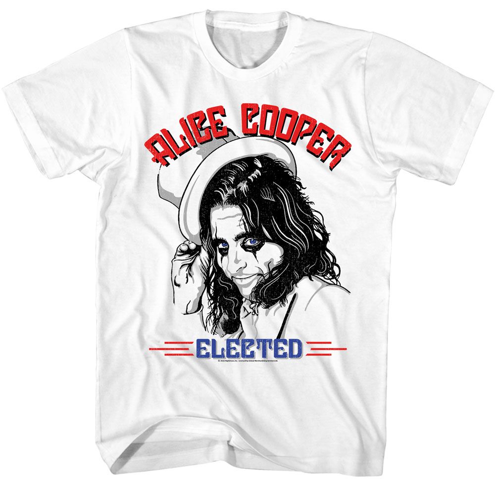 ALICE COOPER-ALICE COOPER ELECTED-WHITE ADULT S/S TSHIRT