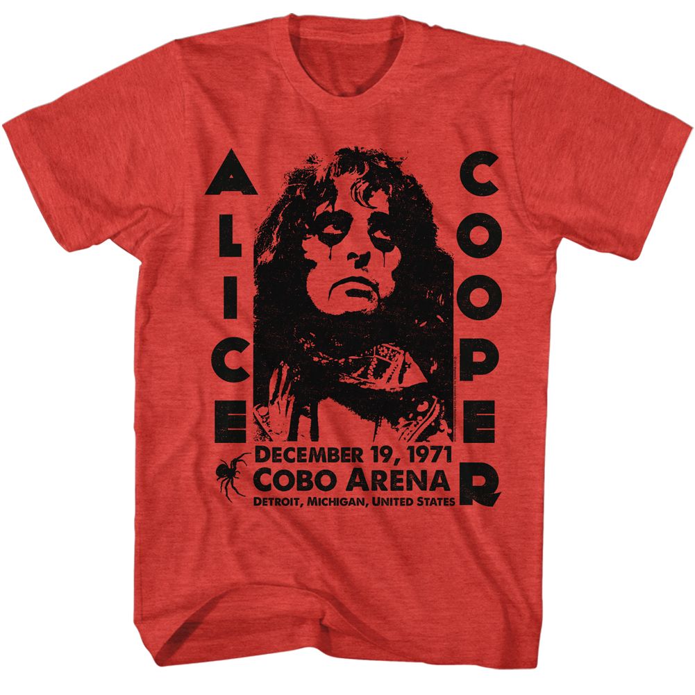 ALICE COOPER-ALICE COOPER COBO ARENA 1971-RED HEATHER ADULT S/S TSHIRT