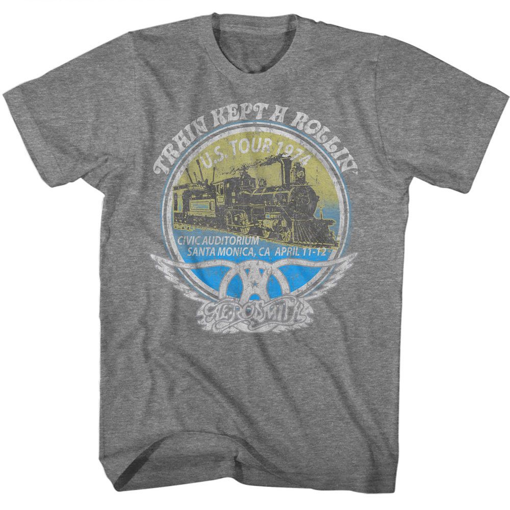 AEROSMITH-ROLLIN-GRAPHITE HEATHER ADULT S/S TSHIRT