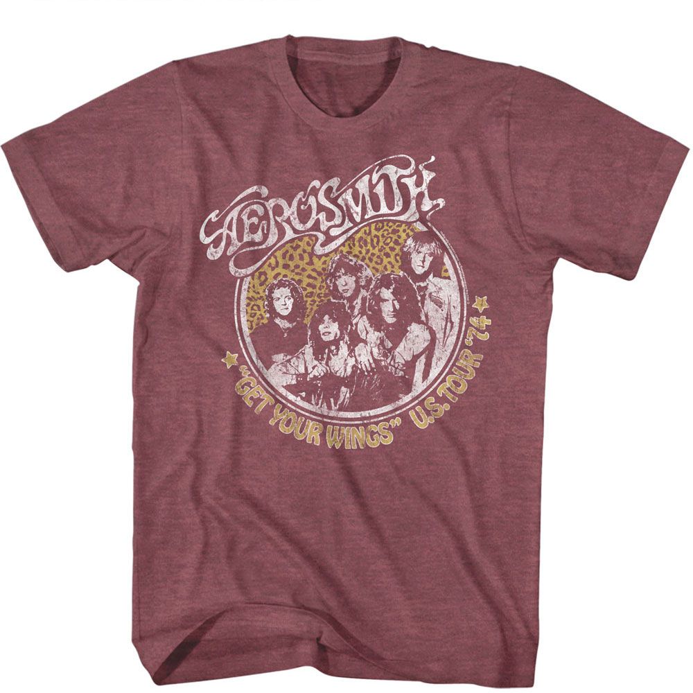 AEROSMITH-GETYOURWINGS-VINTAGE MAROON HEATHER ADULT S/S TSHIRT