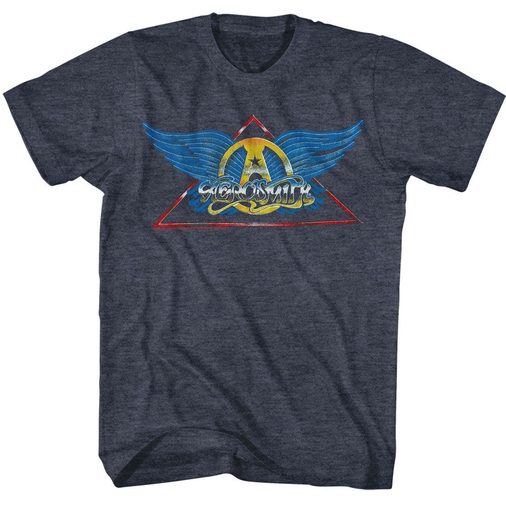 AEROSMITH-AEROSMITH-NAVY HEATHER ADULT S/S TSHIRT
