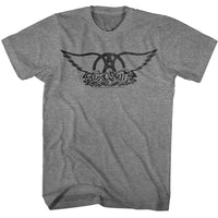 Thumbnail for AEROSMITH-BLACK LOGO-GRAPHITE HEATHER ADULT S/S TSHIRT
