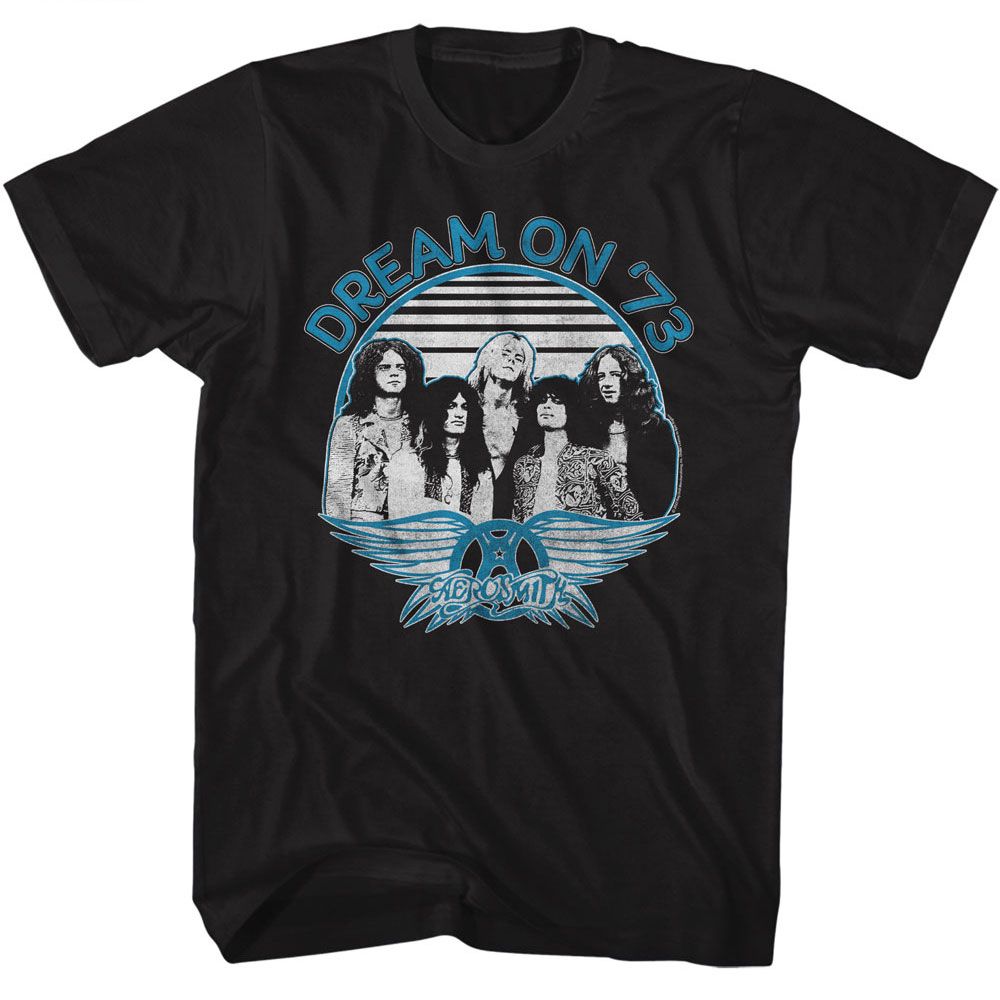 AEROSMITH-DREAM ON BLUE AND WHITE-BLACK ADULT S/S TSHIRT