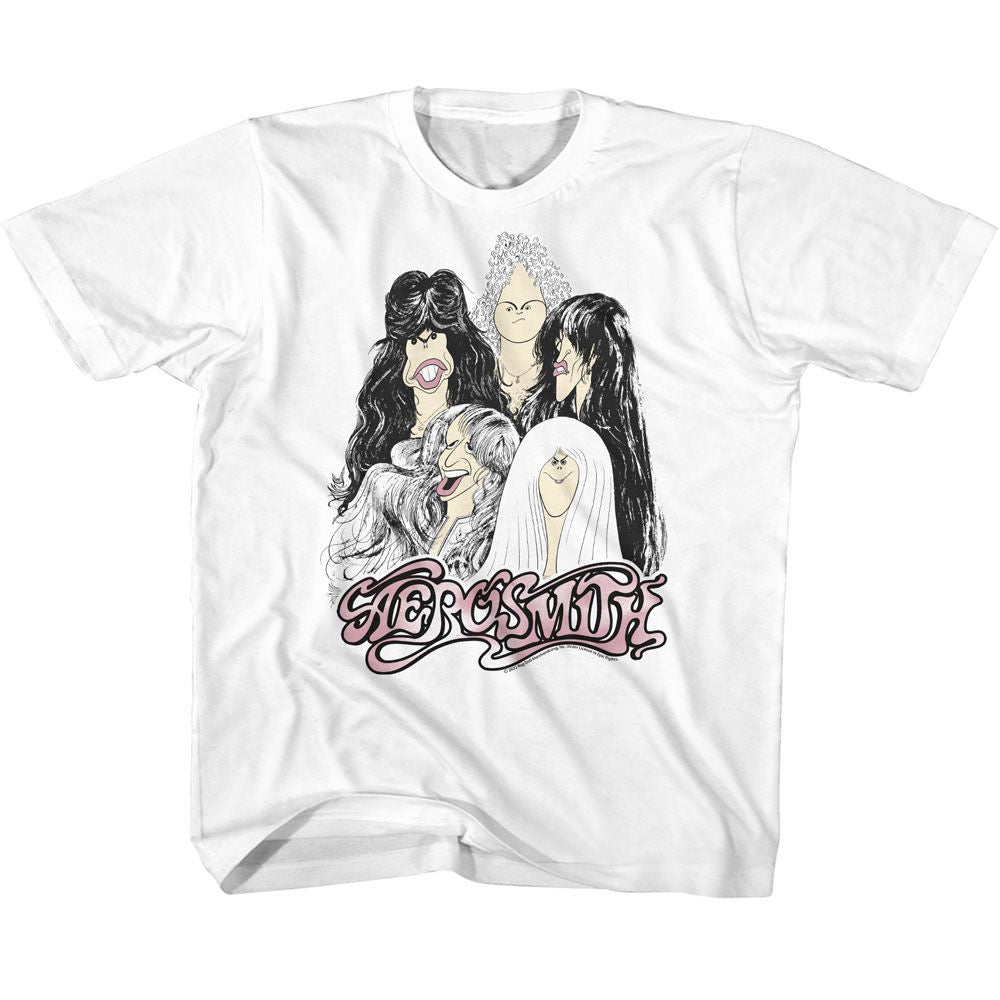 AEROSMITH-CARTOONS-WHITE YOUTH S/S TSHIRT