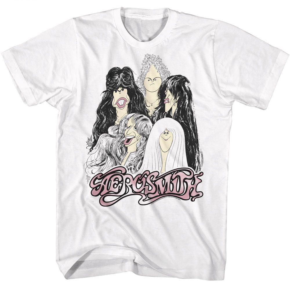 AEROSMITH-CARTOONS-WHITE ADULT S/S TSHIRT