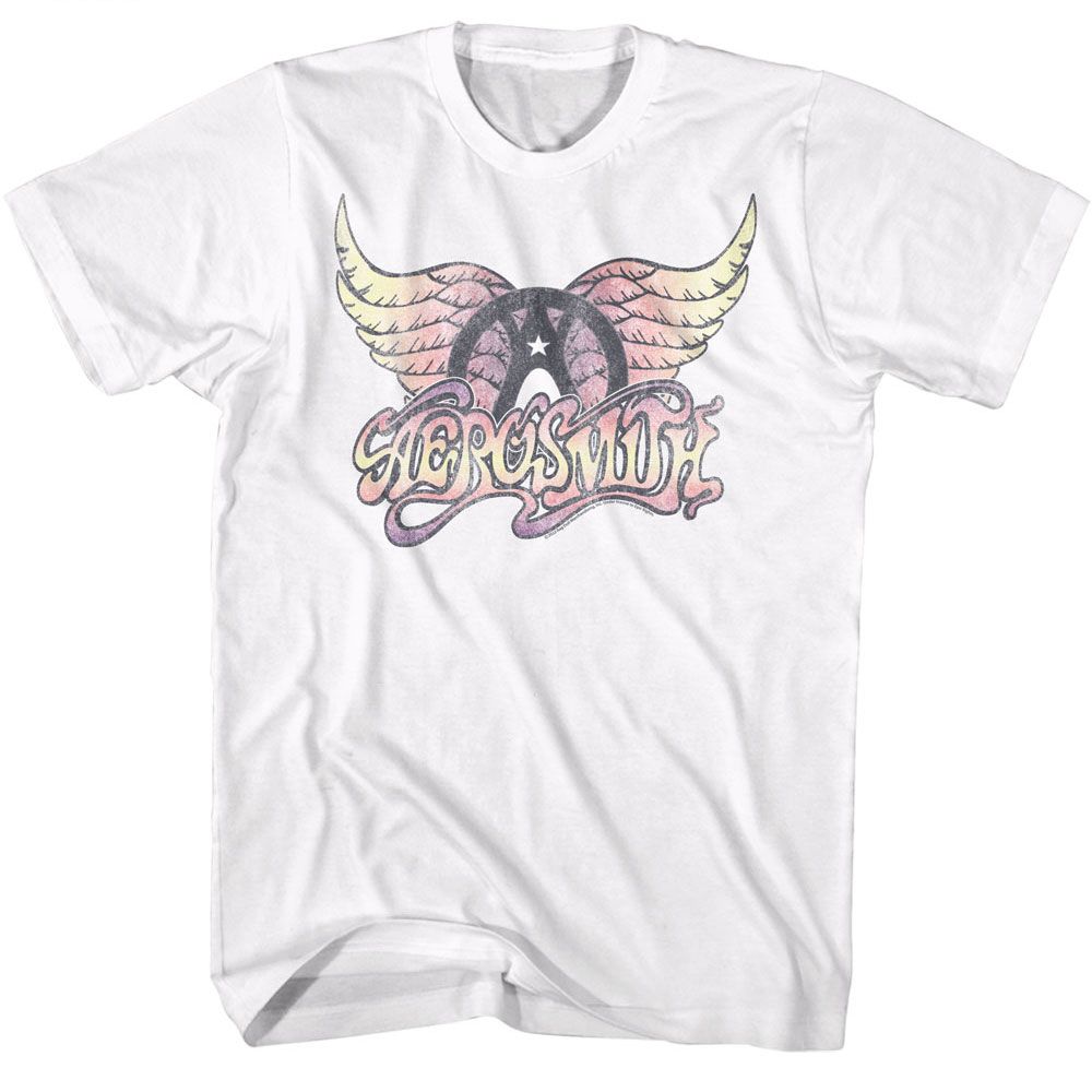 AEROSMITH-FADED PINKS-WHITE ADULT S/S TSHIRT