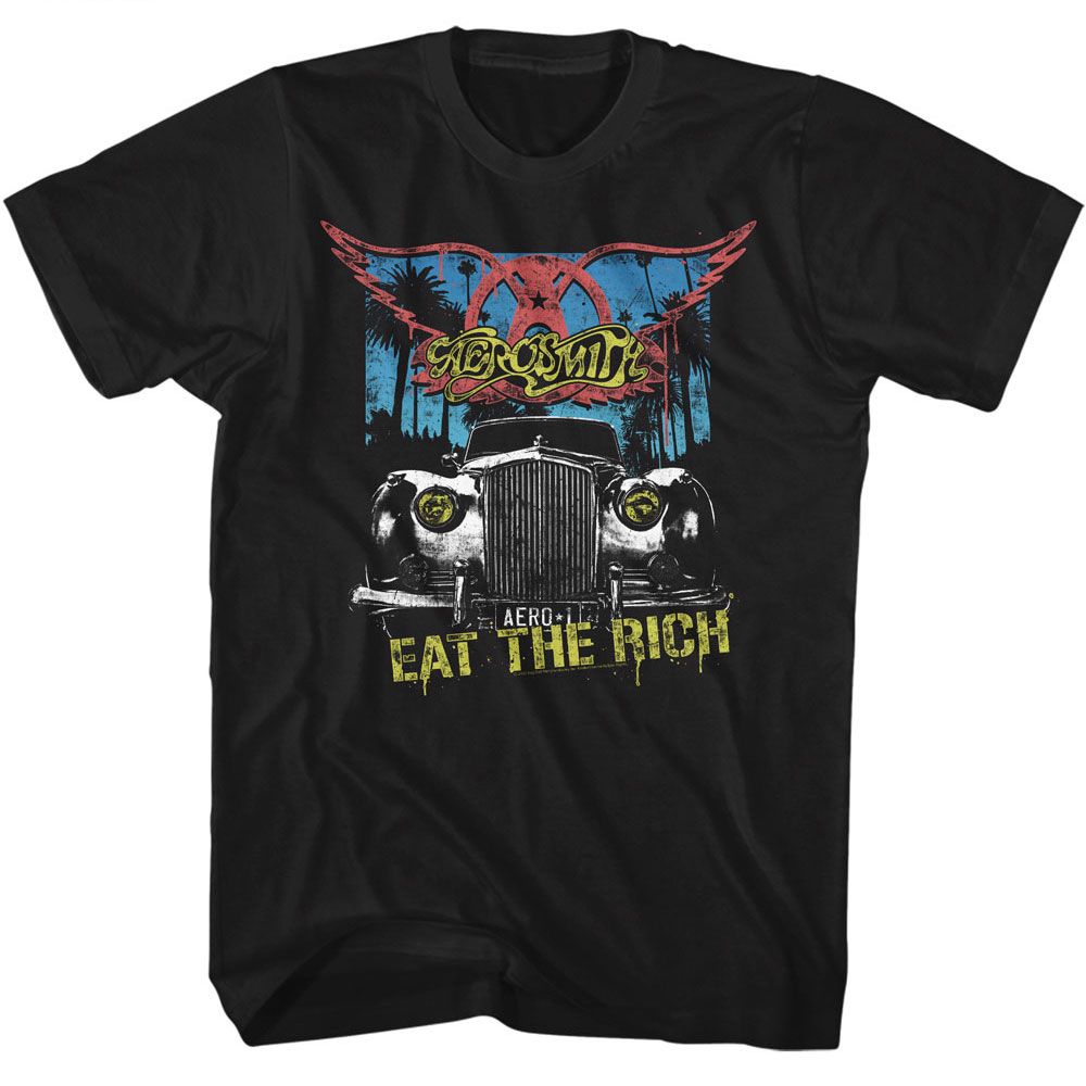 AEROSMITH-EAT THE RICH CAR-BLACK ADULT S/S TSHIRT