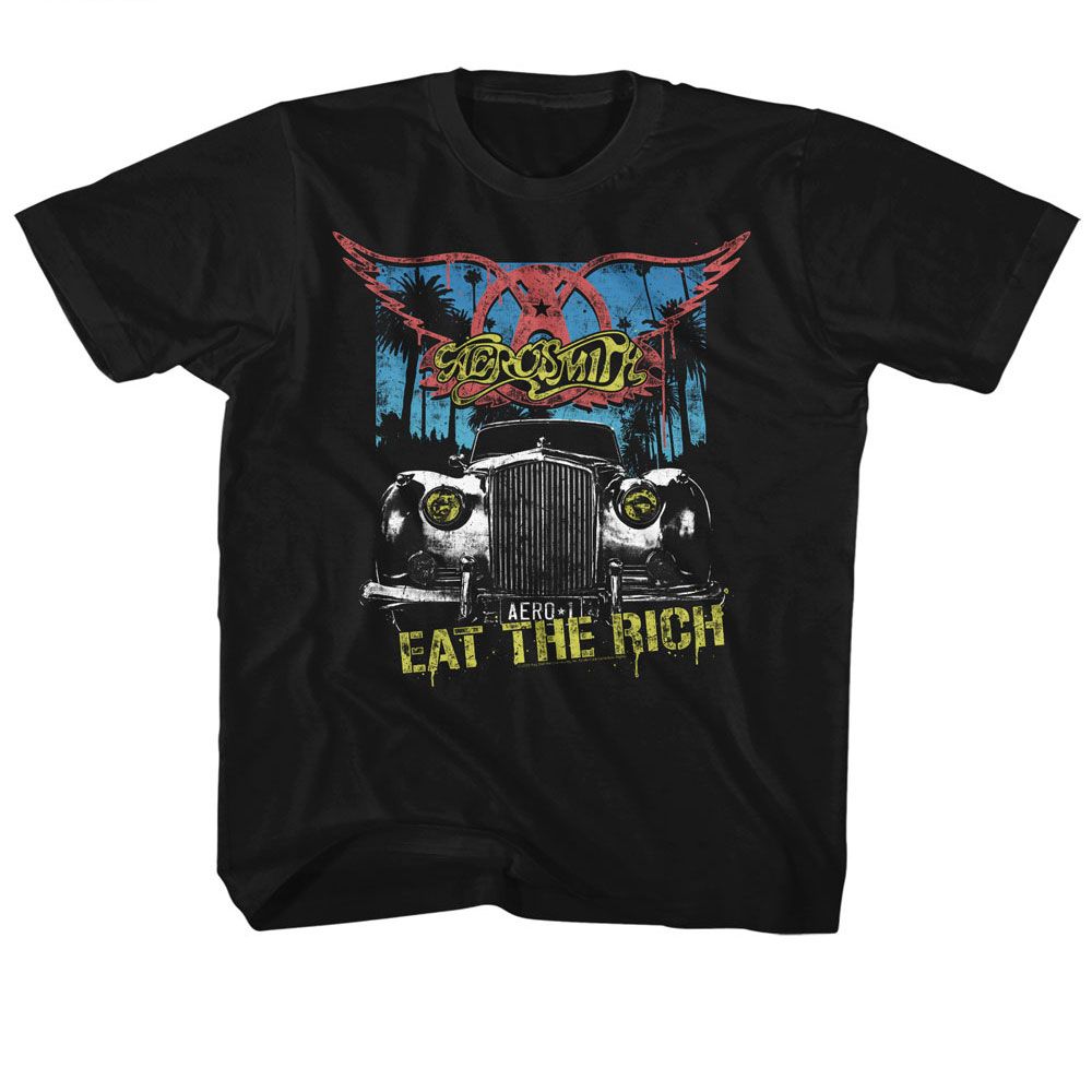 AEROSMITH-EAT THE RICH CAR-BLACK YOUTH S/S TSHIRT