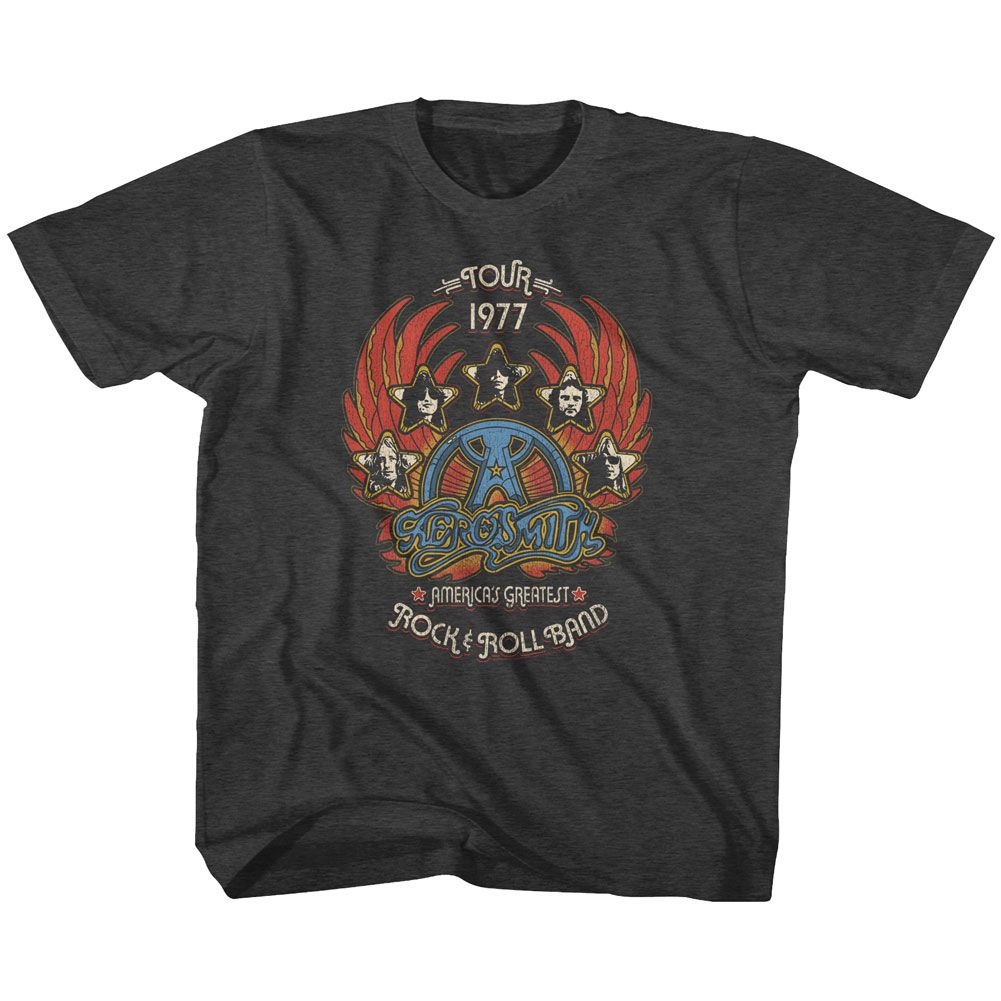 GREATEST ROCK 77-BLACK HEATHER YOUTH S/S TSHIRT