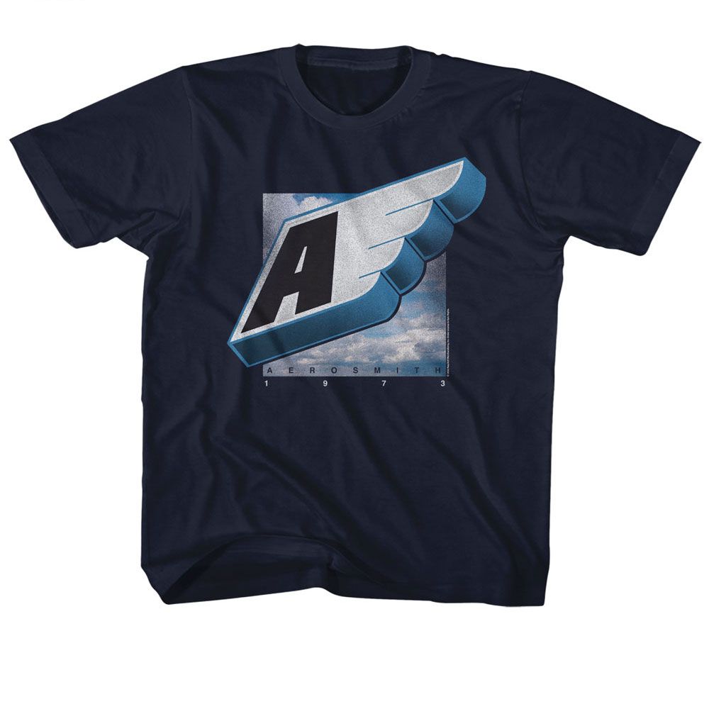 AEROSMITH-1973 WING-NAVY YOUTH S/S TSHIRT