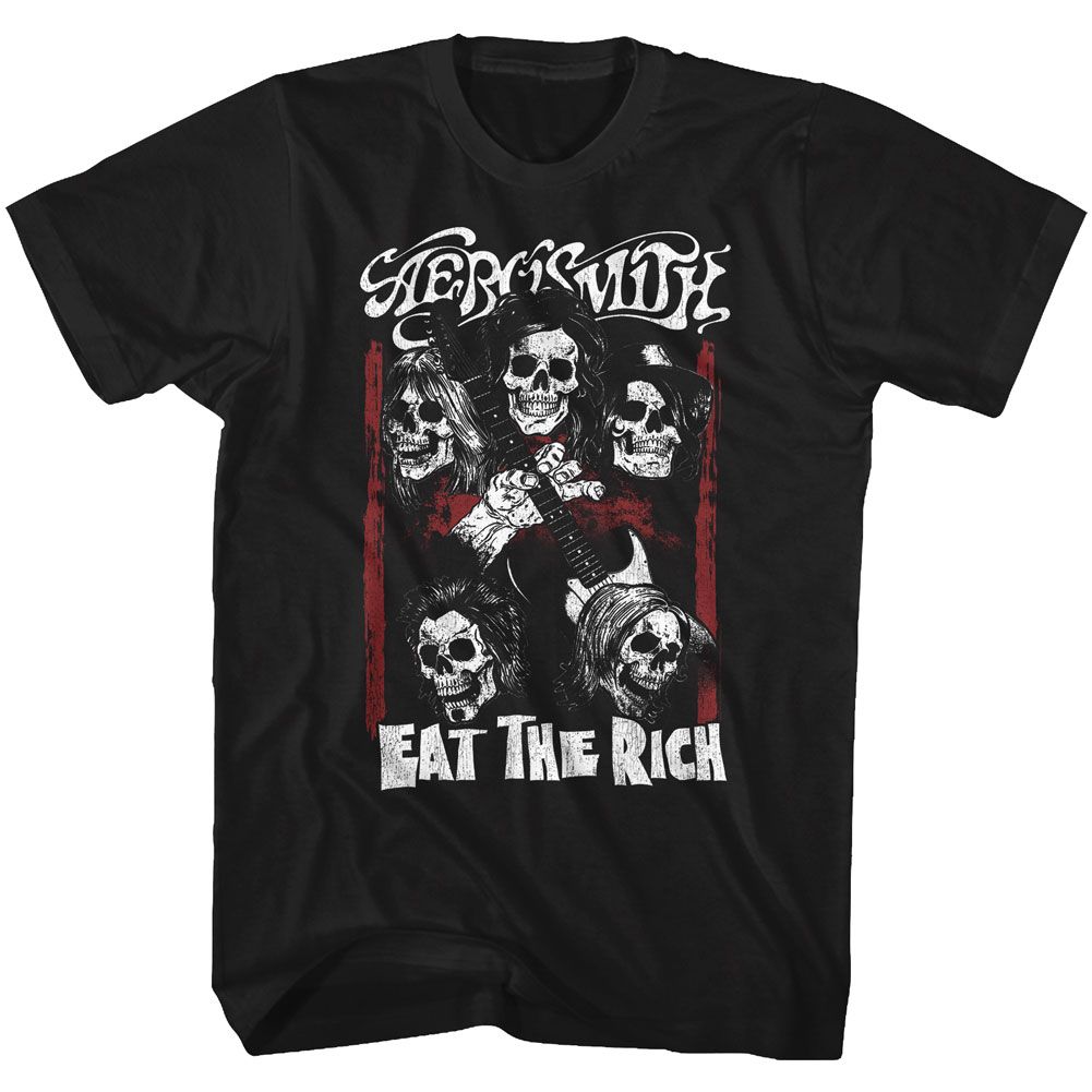 AEROSMITH-EAT THE RICH SKULL-BLACK ADULT S/S TSHIRT