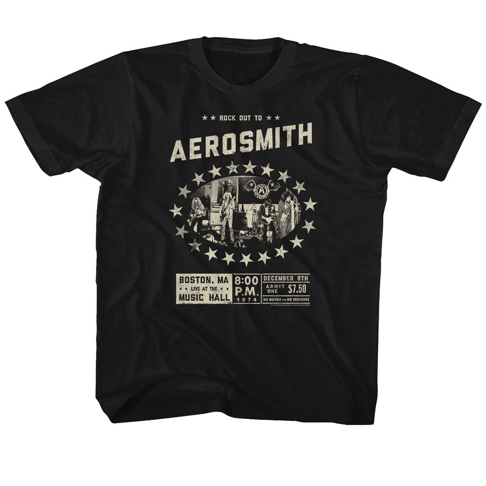 AEROSMITH-BOSTON MUSIC HALL-BLACK YOUTH S/S TSHIRT