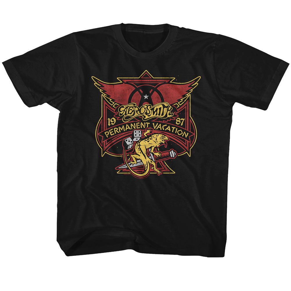 AEROSMITH-PERM VACAY LIZARD-BLACK YOUTH S/S TSHIRT