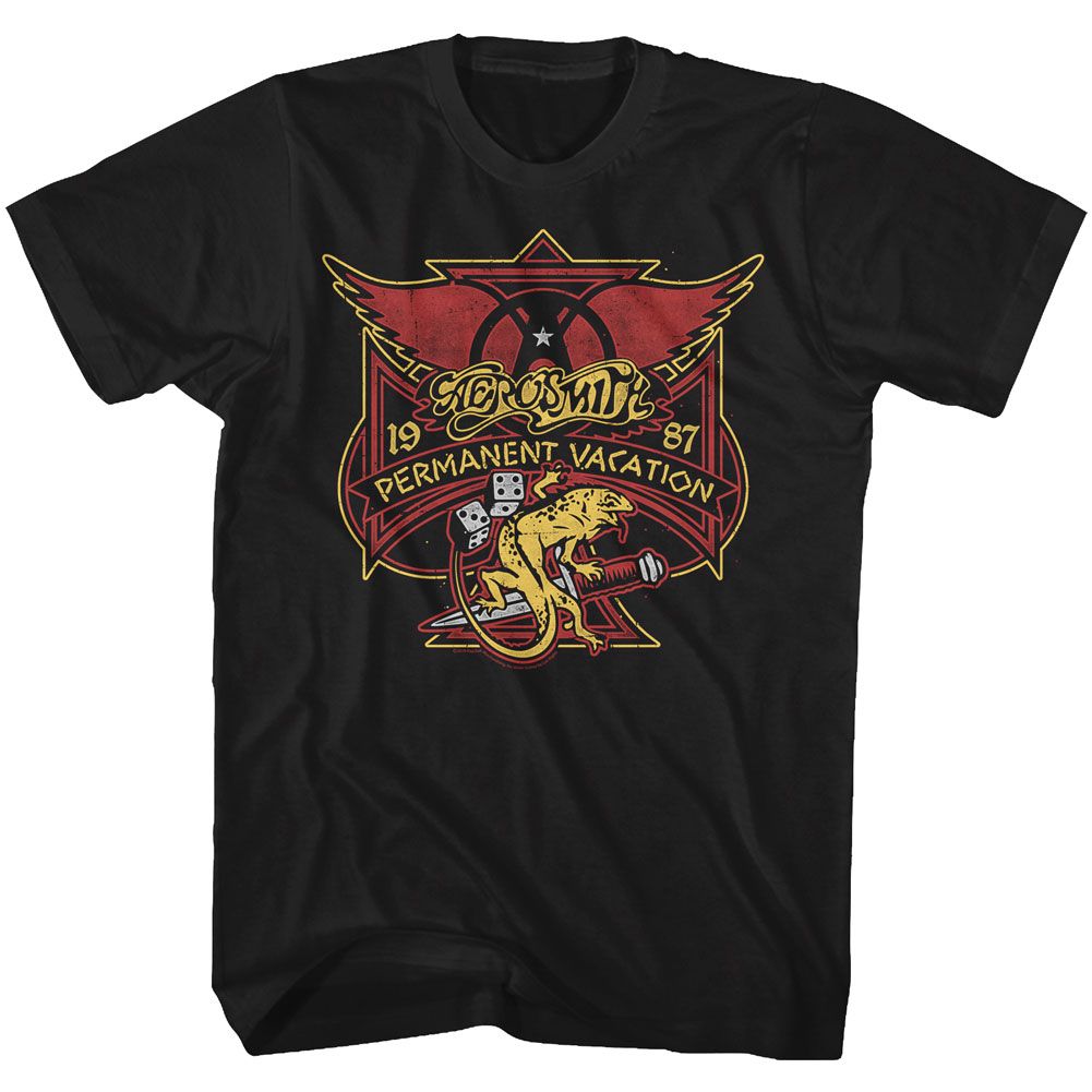 AEROSMITH-PERM VACAY LIZARD-BLACK ADULT S/S TSHIRT