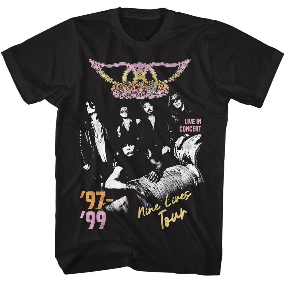 AEROSMITH-AEROSMITH NINE LIVES TOUR-BLACK ADULT S/S TSHIRT