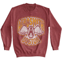 Thumbnail for AEROSMITH-AEROSMITH VTG LOGO BOSTON-VINTAGE RED HEATHER ADULT L/S SWEATSHIRT
