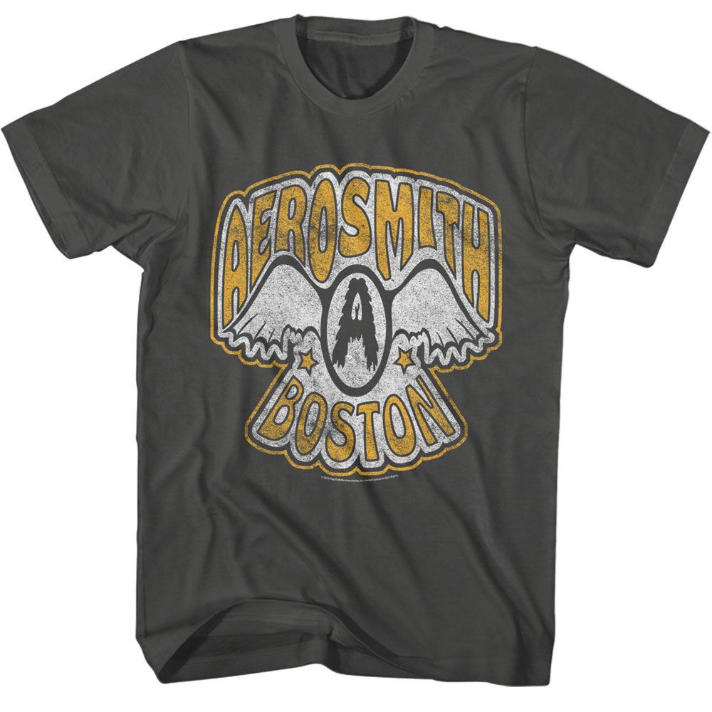 AEROSMITH-AEROSMITH VTG LOGO BOSTON-SMOKE ADULT S/S TSHIRT