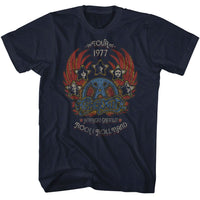 Thumbnail for AEROSMITH-AEROSMITH TOUR 1977 DISTRESSY-NAVY ADULT S/S TSHIRT