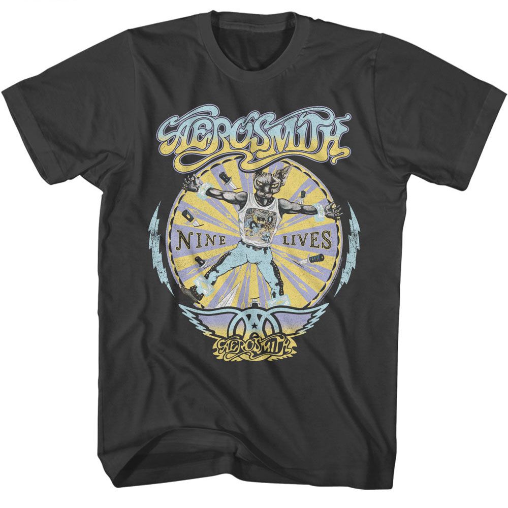 AEROSMITH-AEROSMITH NINE LIVES RECOLOR-SMOKE ADULT S/S TSHIRT