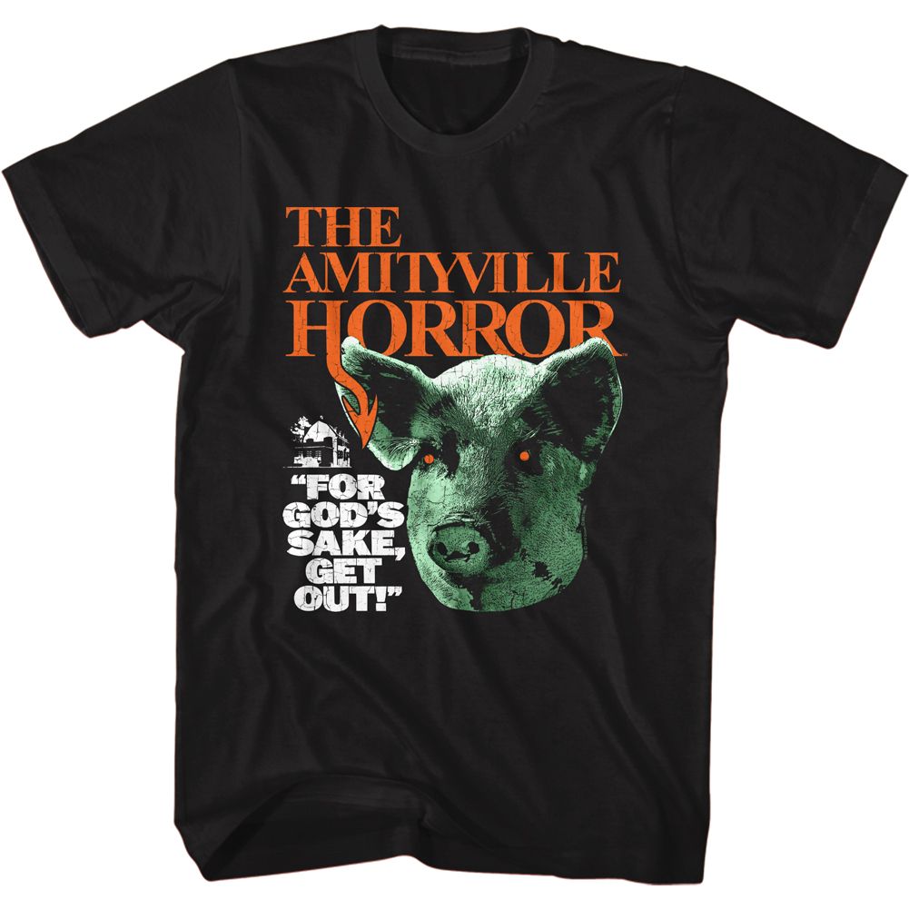 AMITYVILLE HORROR-PIG HEAD-BLACK ADULT S/S TSHIRT