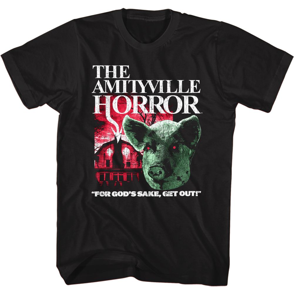 AMITYVILLE HORROR-PIG AND HOUSE-BLACK ADULT S/S TSHIRT