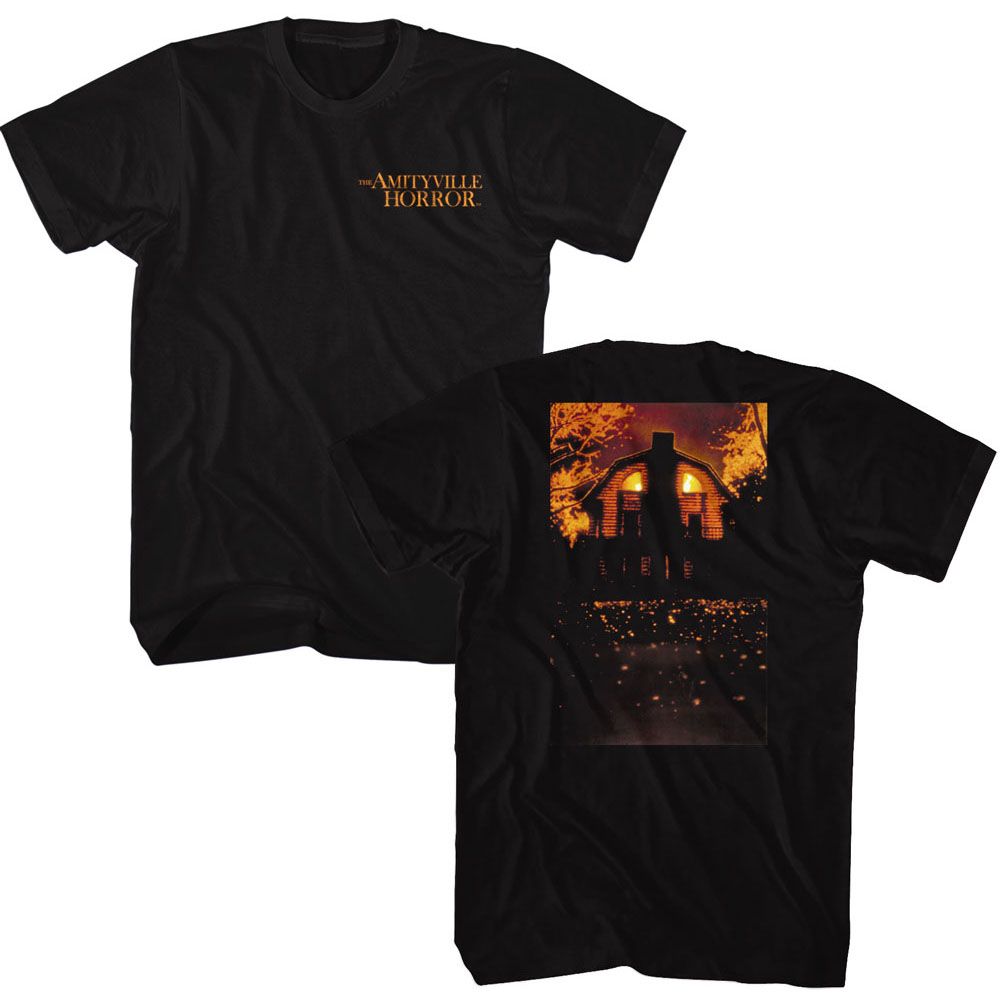 AMITYVILLE HORROR-AMITYVILLE HORROR HOUSE N LOGO-BLACK ADULT S/S TSHIRT