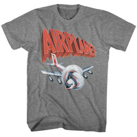 Thumbnail for AIRPLANE-AIRPLANE PLANE AND LOGO-GRAPHITE HEATHER ADULT S/S TSHIRT