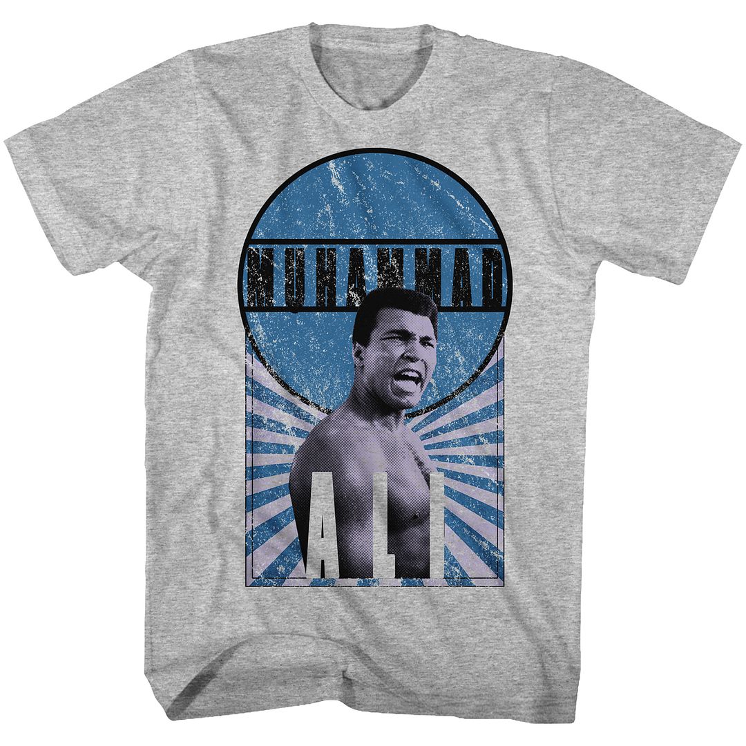 MUHAMMAD ALI-BURST O HAMMAD-GRAY HEATHER ADULT S/S TSHIRT