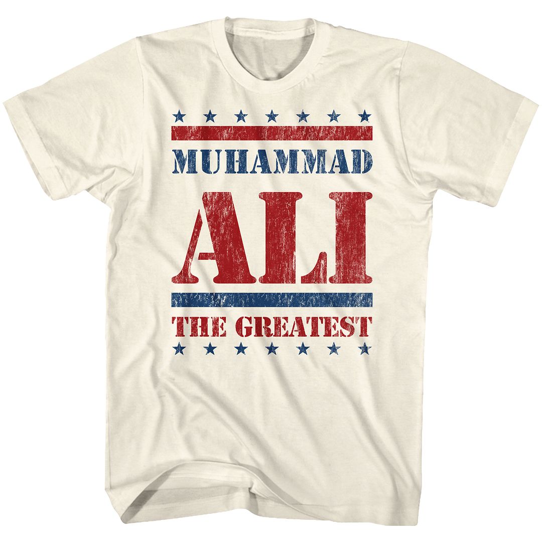 MUHAMMAD ALI-STARS&STARS&STARS-NATURAL ADULT S/S TSHIRT