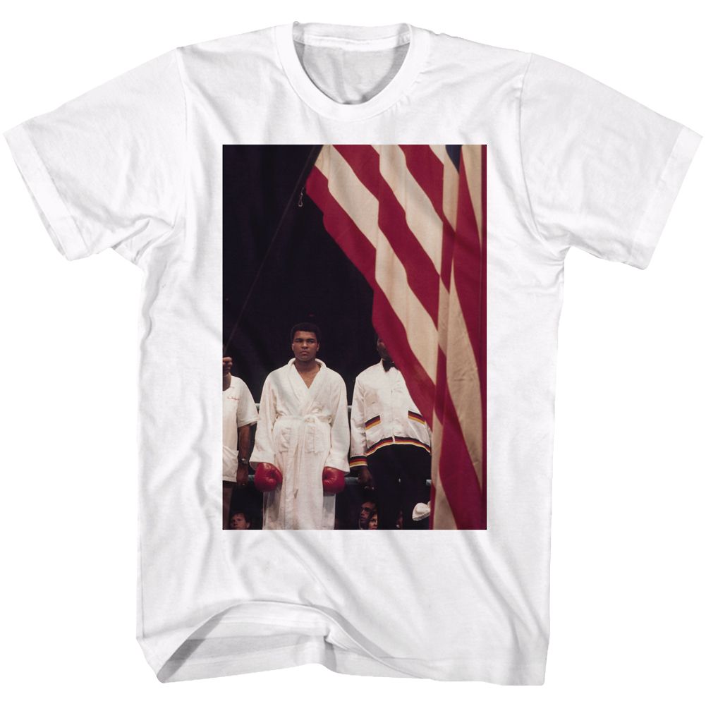 MUHAMMAD ALI-A FLAG-WHITE ADULT S/S TSHIRT