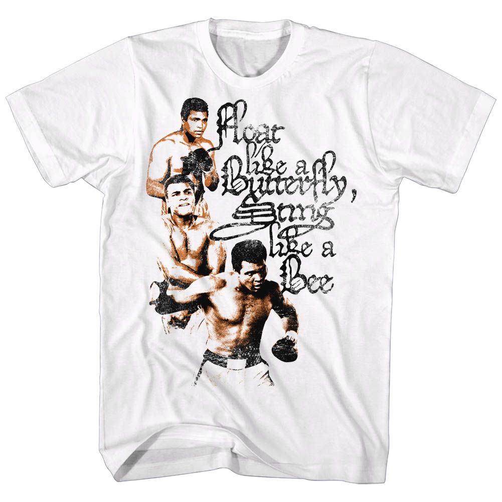 MUHAMMAD ALI-3 POSES-WHITE ADULT S/S TSHIRT