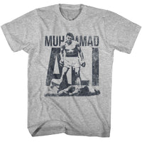 Thumbnail for MUHAMMAD ALI-MUHAMMAD ALI BLUE DISTRESS-GRAY HEATHER ADULT S/S TSHIRT