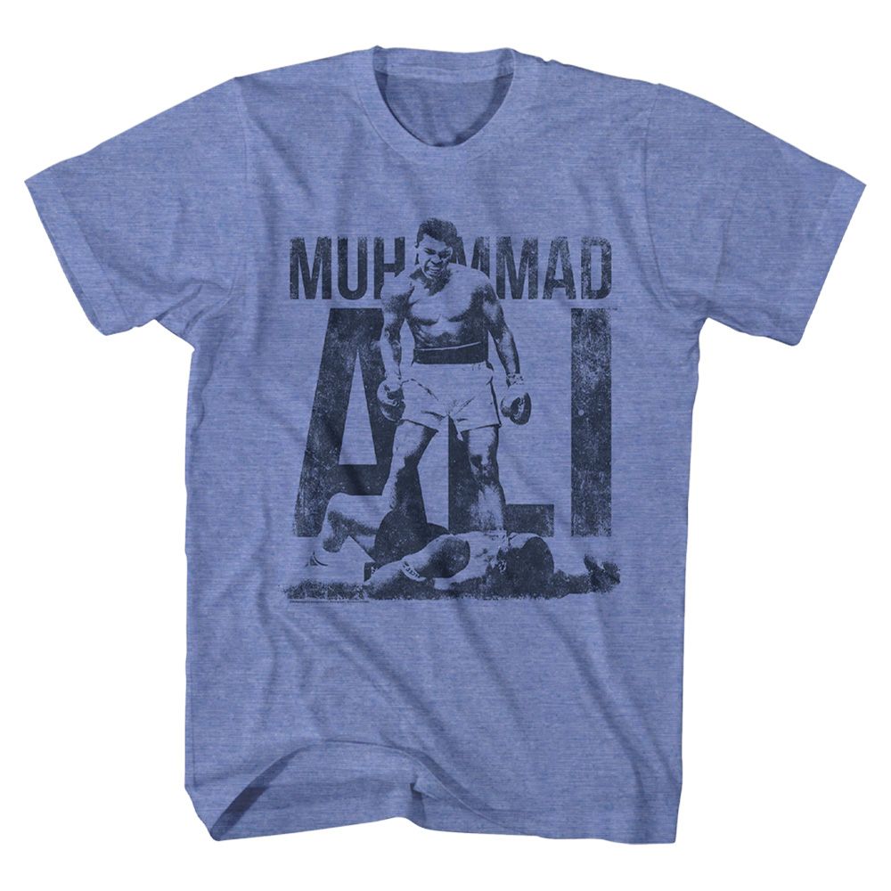 MUHAMMAD ALI-BLUE-LIGHT BLUE HEATHER ADULT S/S TSHIRT